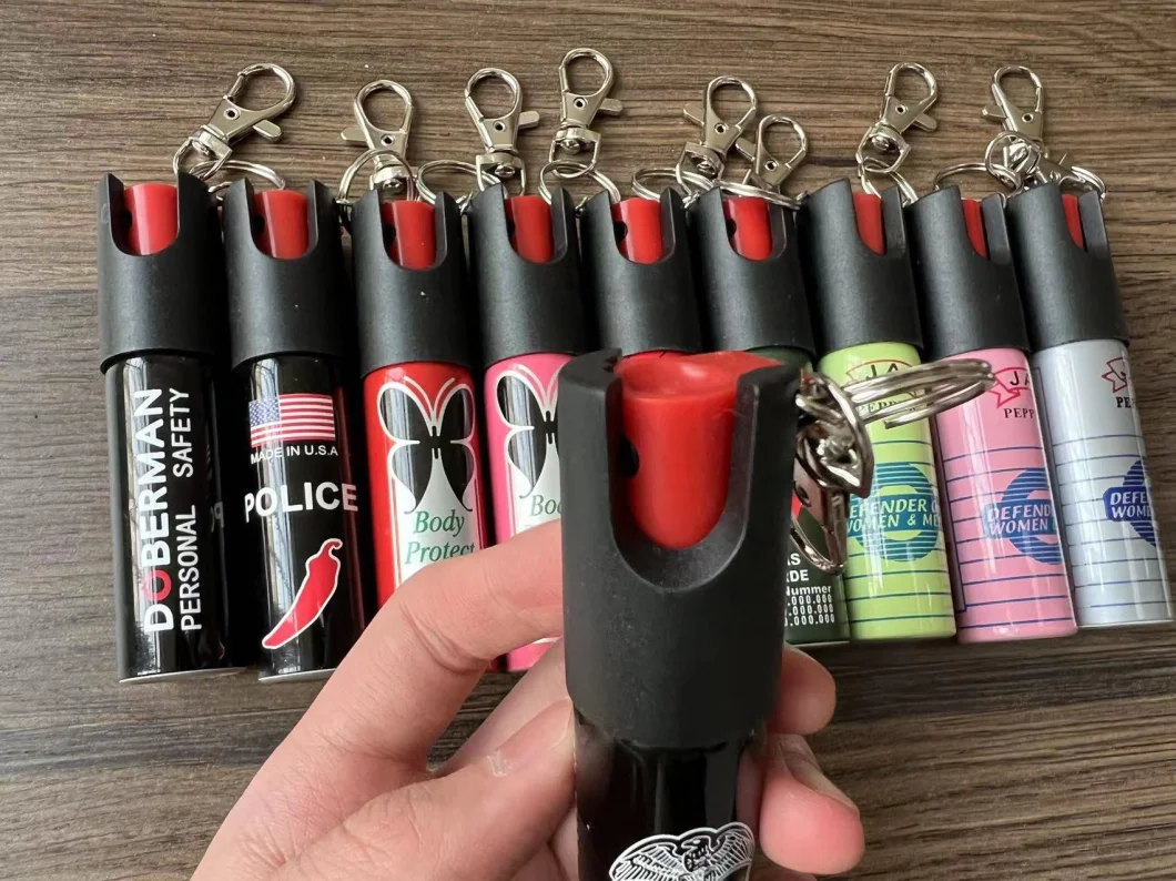 Wholesale Self Defense Weapons Mace Pompom 20ml Hard Case Keychain Pepper Spray